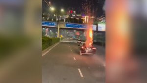 police in Gurugram has arrested three people after a viral video showed them bursting firecrackers on top of a moving car's boot space.