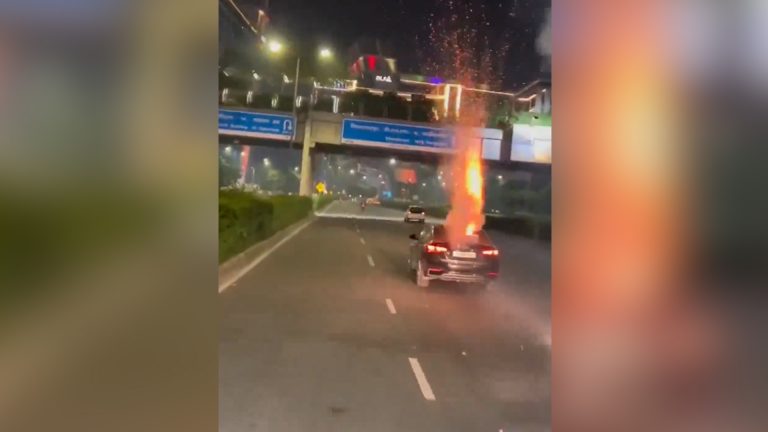 police in Gurugram has arrested three people after a viral video showed them bursting firecrackers on top of a moving car's boot space.