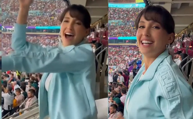 Nora Fatehi waves Indian flag at FIFA fan event in Doha, video goes viral