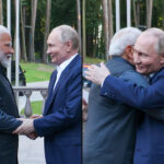 Prime Minister Narendra Modi met President Vladimir Putin on Monday as he arrived for his first trip to Moscow since the start of Russia’s invasion of Ukraine.