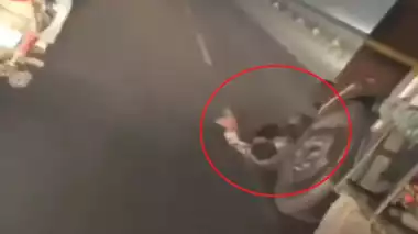 Agra where a truck driver hit a young man riding a bike and dragged him and his motorcycle for several meters while trying to escape.