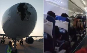 Delhi से Srinagar जा रही IndiGo Flight में भीषण टरबुलेंस, यात्रियों में चीख-पुकार और दहशत, विमान की नाक क्षतिग्रस्त 2 IndiGo flight number 6E 2142 going from Delhi to Srinagar got hit by a sudden severe turbulence on Wednesday.